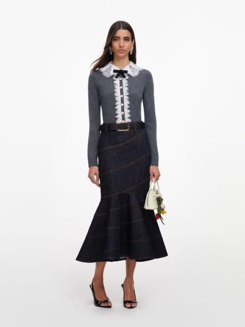 Grey Lace Collar Knit Cardigan