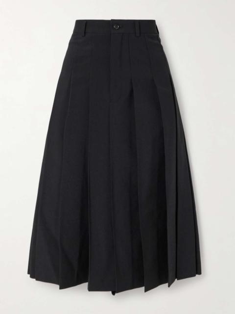 Pleated wool culottes Black