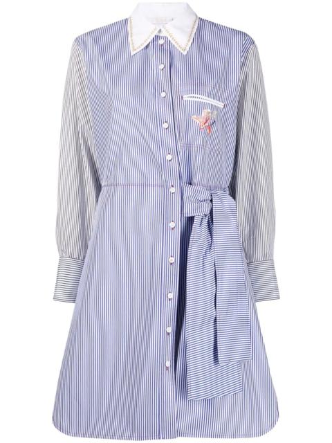 pinstripe-pattern shirtdress