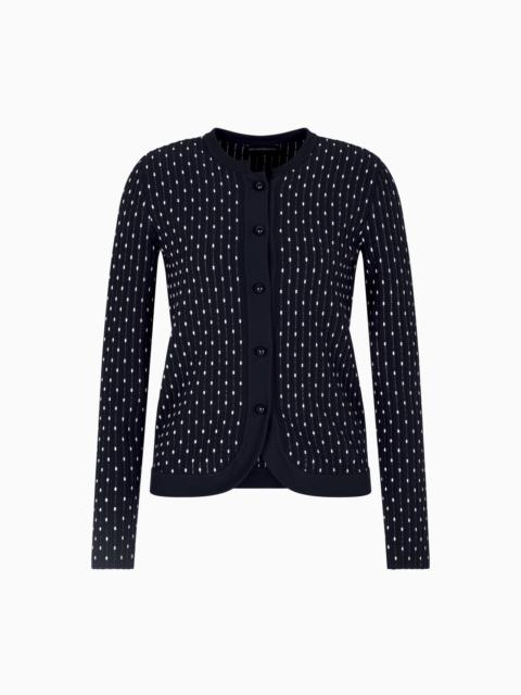 POLKA-DOT VISCOSE-JACQUARD PLAIN-KNIT CARDIGAN