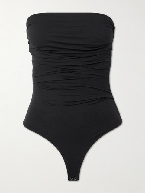 Gwyneth Strapless Ruched Stretch-jersey Bodysuit