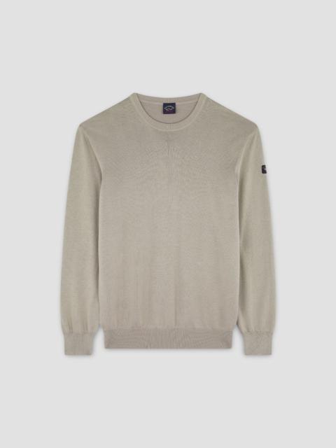 GARMENT-DYED PIMA COTTON CREWNECK SWEATER