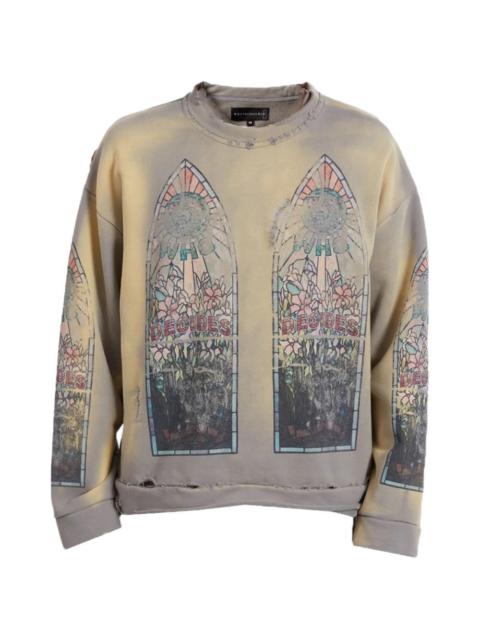 faded graphic crewneck sweater