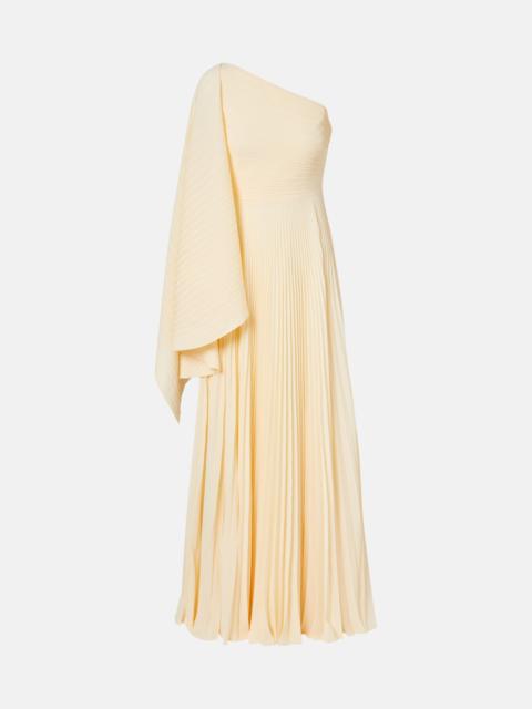 Maci pleated one-shoulder gown