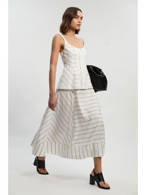 Petite Bold Stripe Cotton Strappy Peplum Woven Maxi Dress