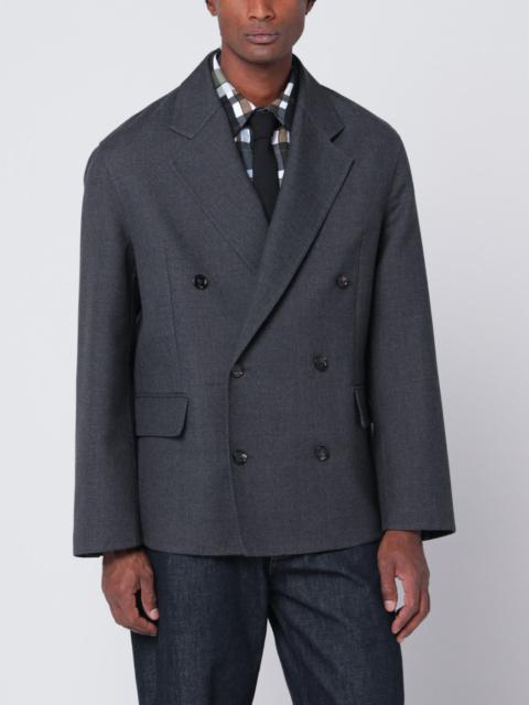 Grey double-breasted wool jacket