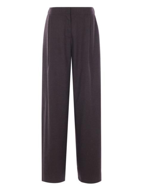 pleated elasticated-waist straight trousers