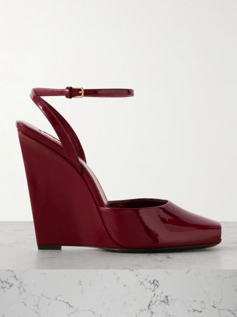 La Scandale patent-leather wedge sandals Burgundy
