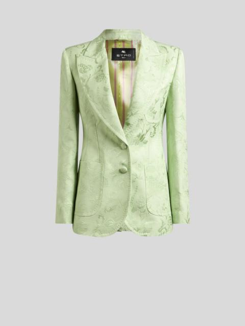 SINGLE-BREASTED JACQUARD JACKET WITH FLORAL MOTIF