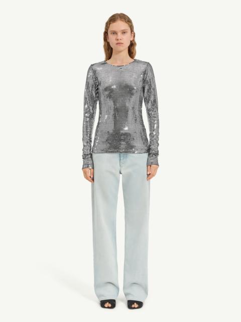 Metallic long-sleeve top