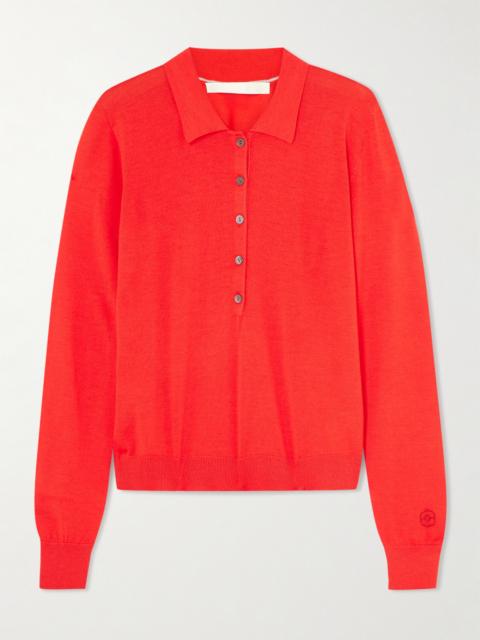 Dea Embroidered Merino Wool Polo Sweater