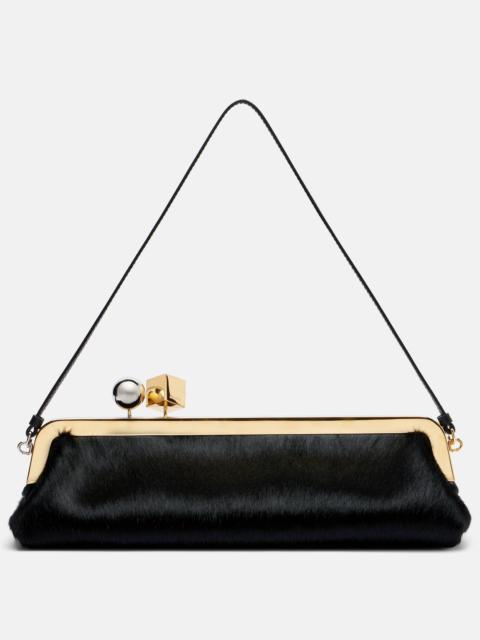 Salon calf hair shoulder bag