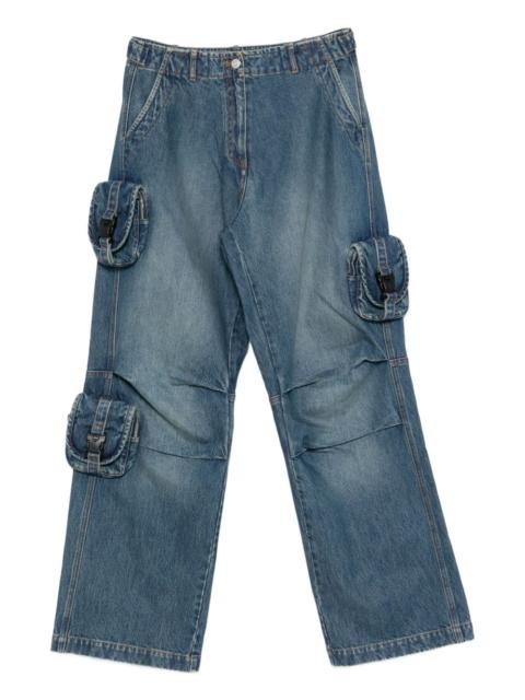 flap-pocket cotton jeans