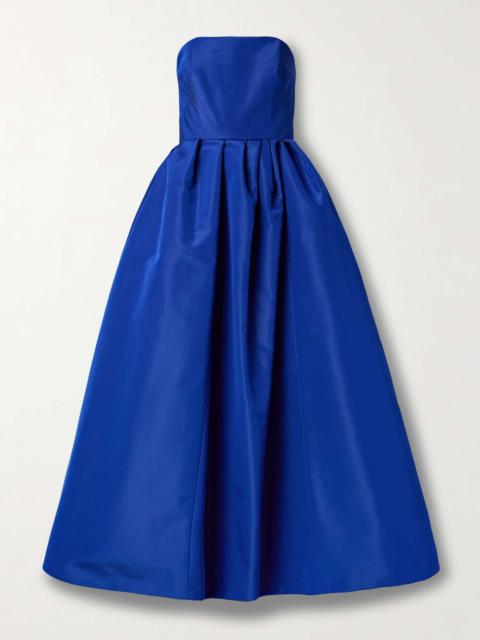 Strapless pleated silk-faille gown Cobalt blue