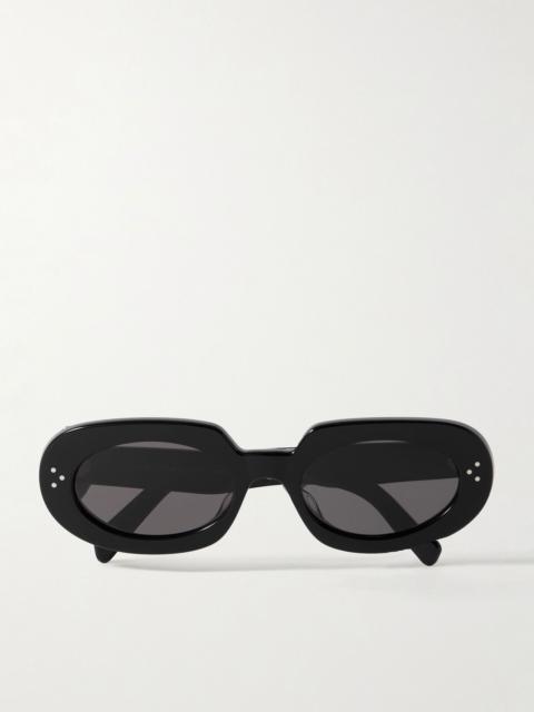Bold oval-frame acetate sunglasses Black