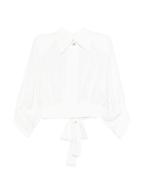 open-back collared blouse