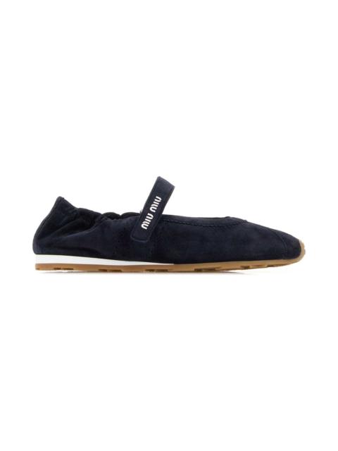 Midnight Blue Suede Ballerinas