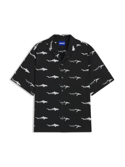 PRINTED RELAXED-FIT SHIRT IN COTTON POPLIN