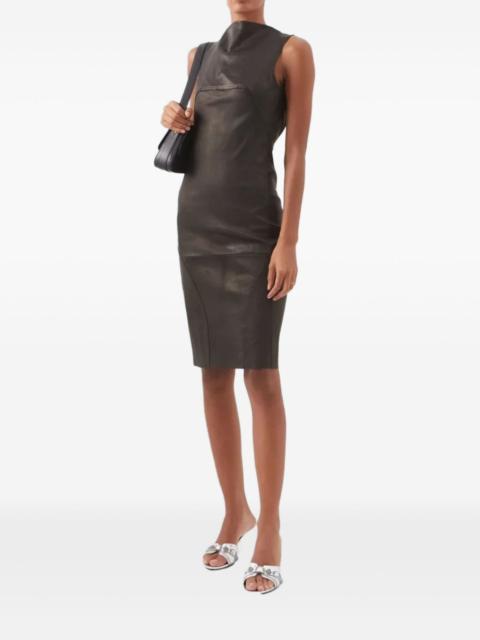 open-back leather midi dress