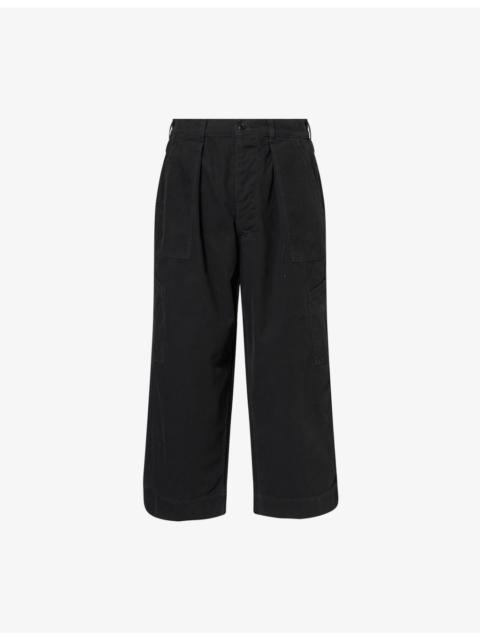 Wide Leg  Relaxed-Fit Cotton Trousers