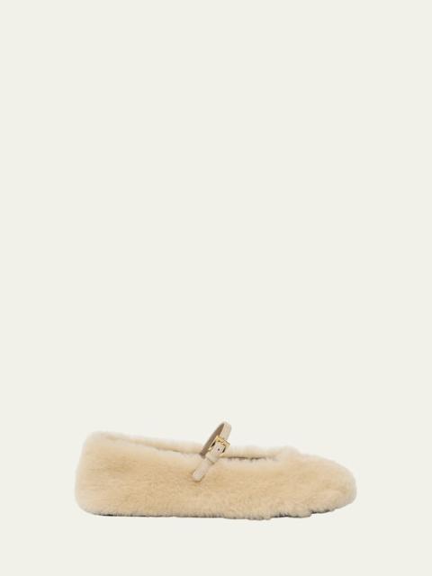 Shearling Mary Jane Ballerina Flats