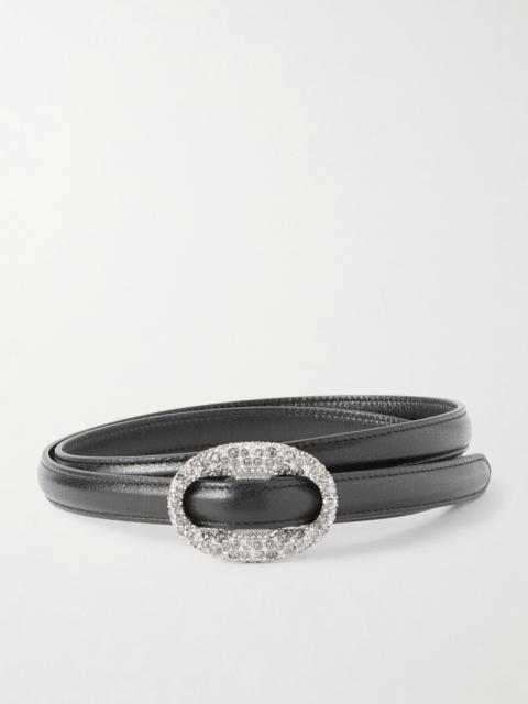Crystal-embellished Leather Belt