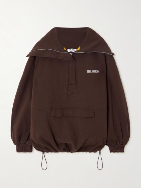 Oversized embroidered cotton-jersey sweatshirt Brown
