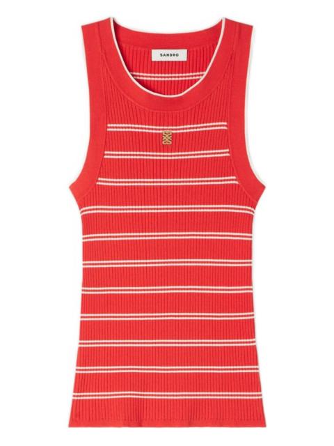 striped-pattern logo-plaque tank top