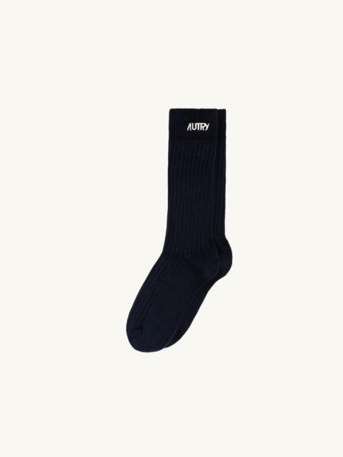 UNISEX RIBBED SOCKS WITH EMBROIDERED LOGO