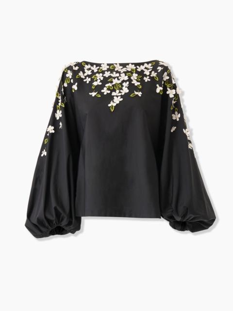 Floral-Embroidered Boatneck Shirt