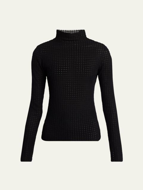 Zella Check Merino Mock-Neck Top