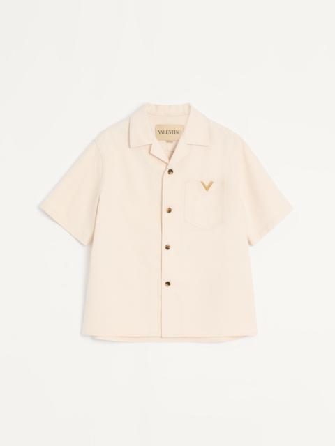 VALENTINO DENIM BOWLING SHIRT WITH VGOLD