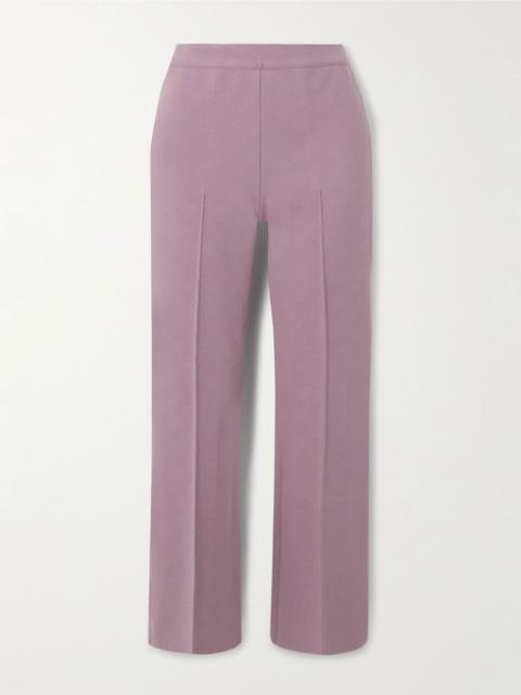 Cropped cotton-blend slim-leg pants Purple