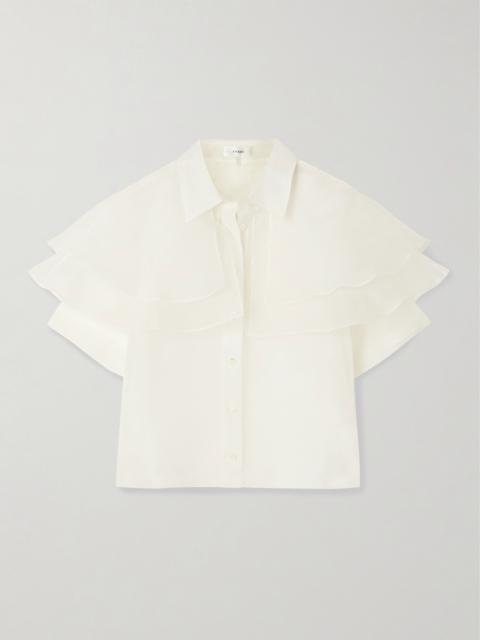 Cape-effect Layered Silk-organza Blouse