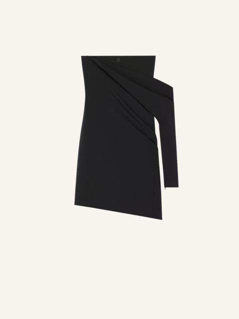 DRAPED POLYWOOL BUSTIER DRESS