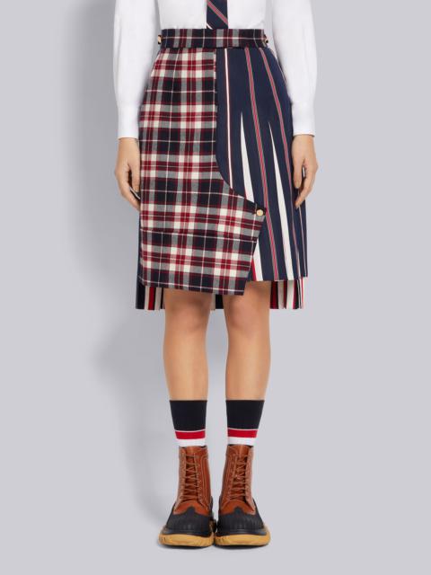 Multicolor Stripe Silk and Cotton Tie Jacquard Pleated Mini Sack Skirt