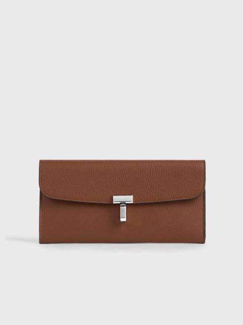 T-lock grained-leather wallet sienna