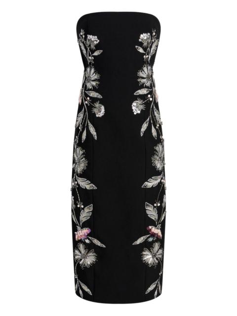 Niles floral-strapless midi dress