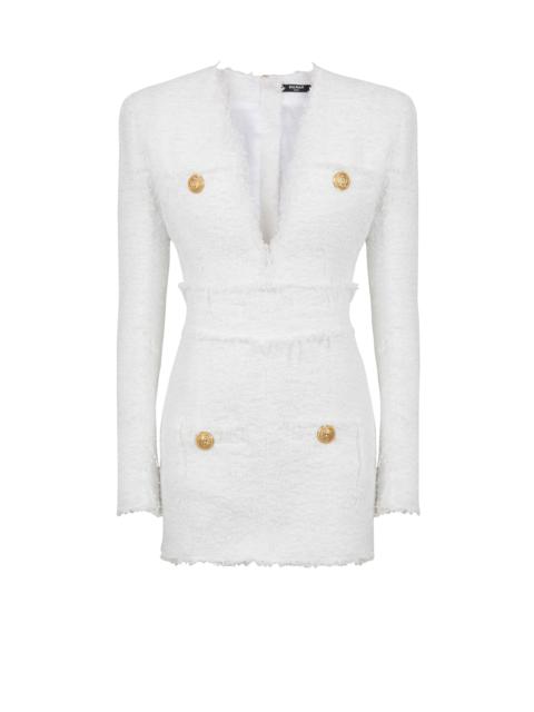 Balmain Short tweed dress with gold-tone buttons - YF1R8015XC670FA |  REVERSIBLE