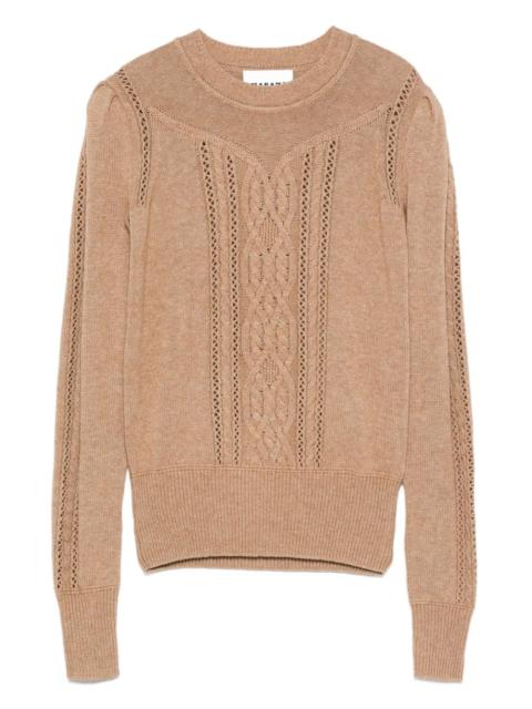 cable-knit puff-sleeve sweater