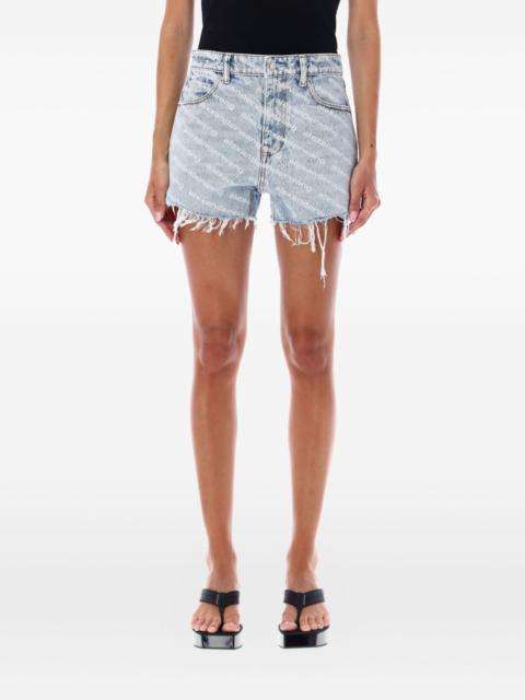 logo-print frayed shorts