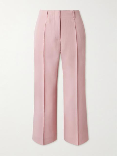 Cropped Pleated Wool-blend Twill Straight-leg Pants