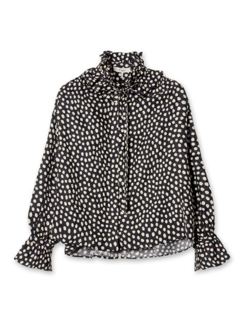 Silk Dots Bow Tie Blouse