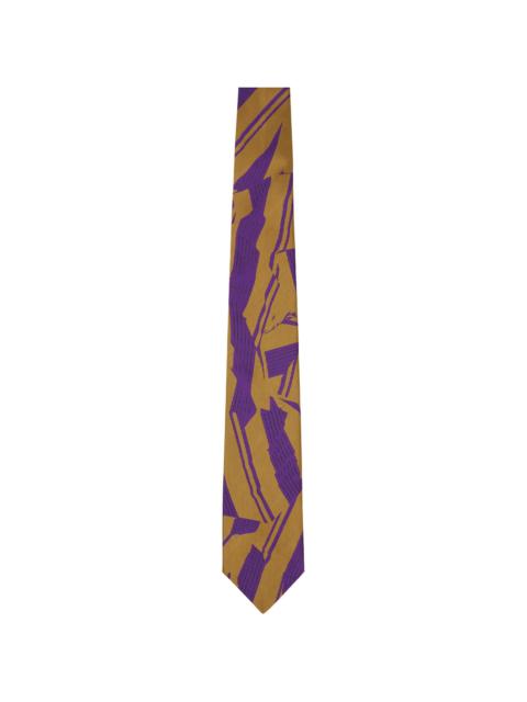 Purple & Yellow Printed Silk Tie
