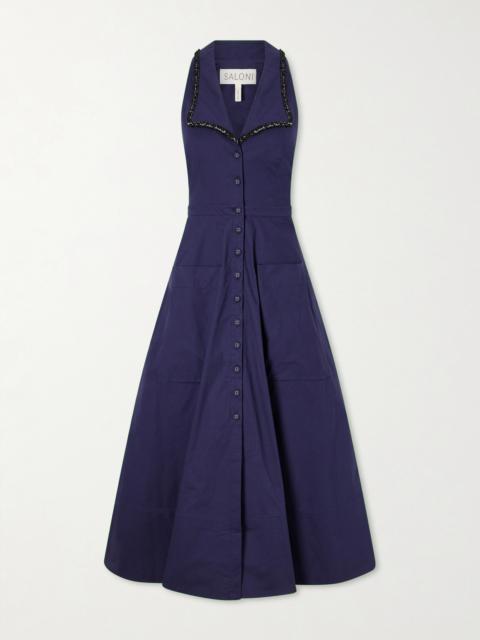 Jessica Crystal-embellished Cotton-blend Poplin Midi Dress