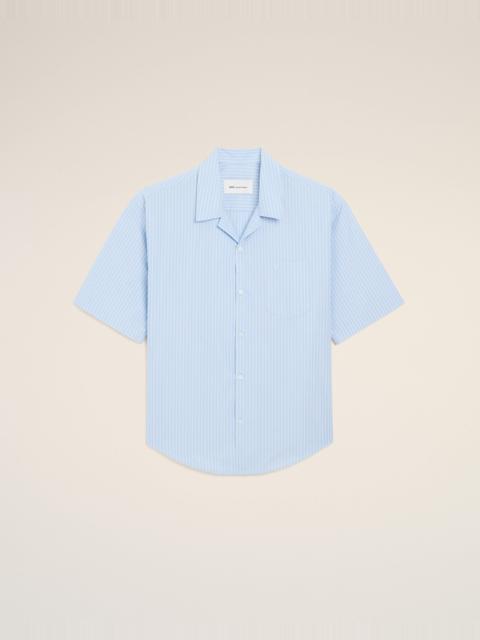 BLUE COTTON SHORT SLEEVE AMI DE COEUR BOXY SHIRT