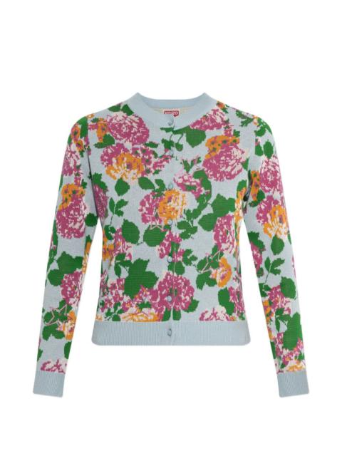 floral-print knitted cardigan