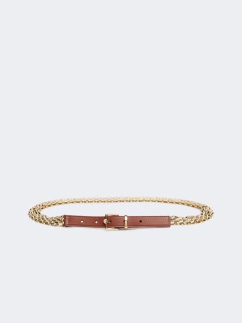 Metallic chain and leather belt - GOLD