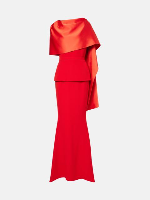 Evangelina caped crêpe gown