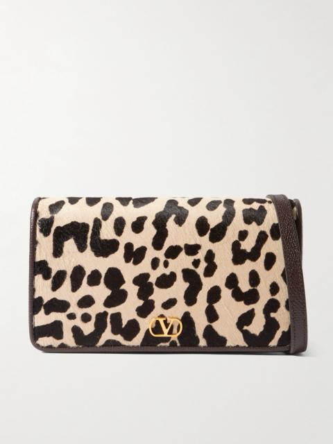 Vlogo Signature Mini Leopard-print Calf Hair And Textured-leather Shoulder Bag